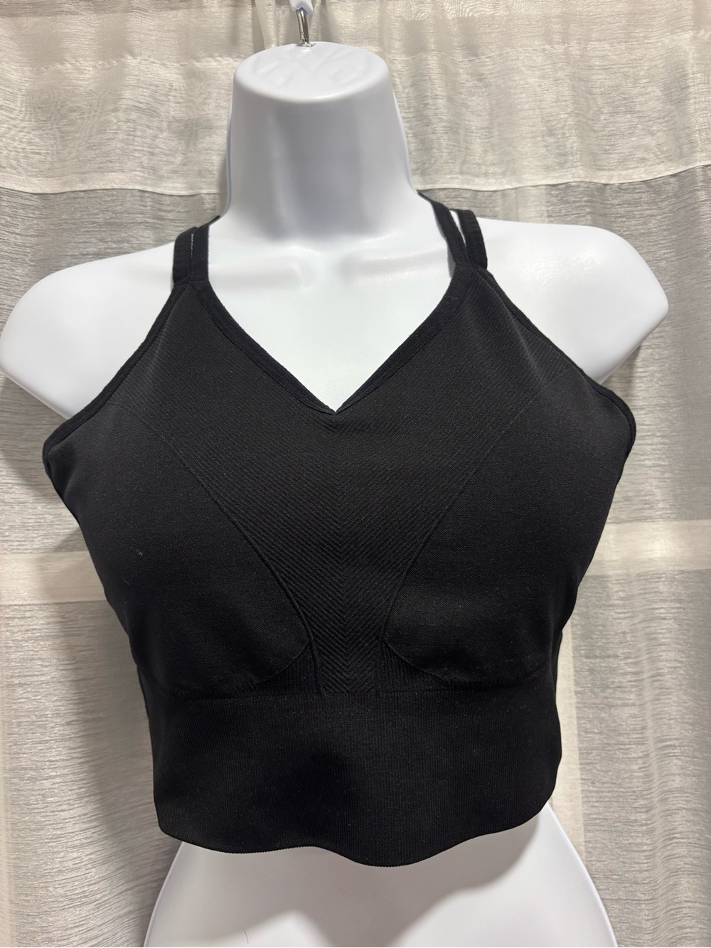 SOMA Longline Strappy Back Sports Bra Black XL Removable Cups EUC